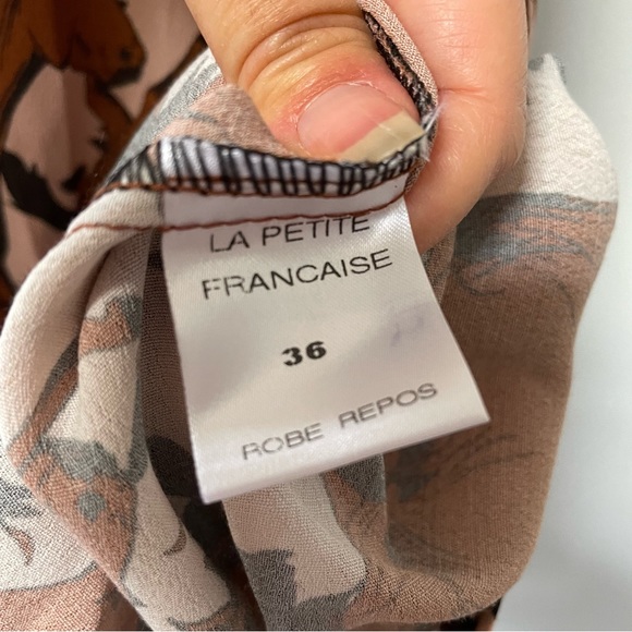 Petite Francaise maxi long dress abstract floral design high neck button - Picture 9 of 9